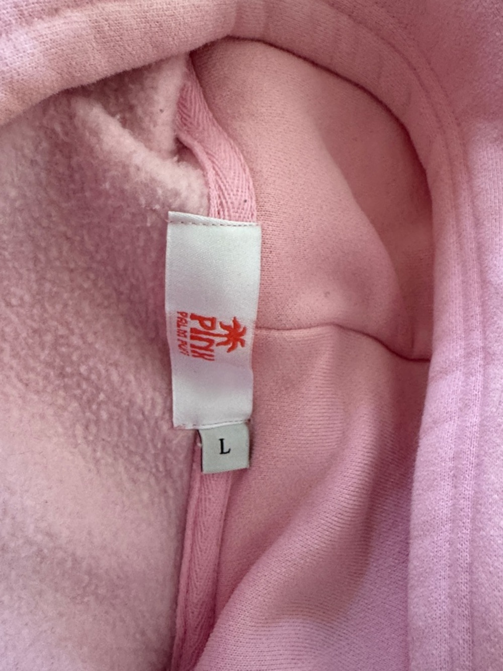 PINK Palm Tree Logo Light Pink Fleece Hoodie - Picture 3 of 3